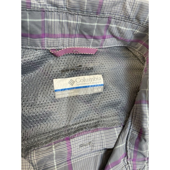 Womens Columbia Long Sleeve Button Up Vented Plaid Shirt M Fishing Roll Sleeves - Picture 4 of 14